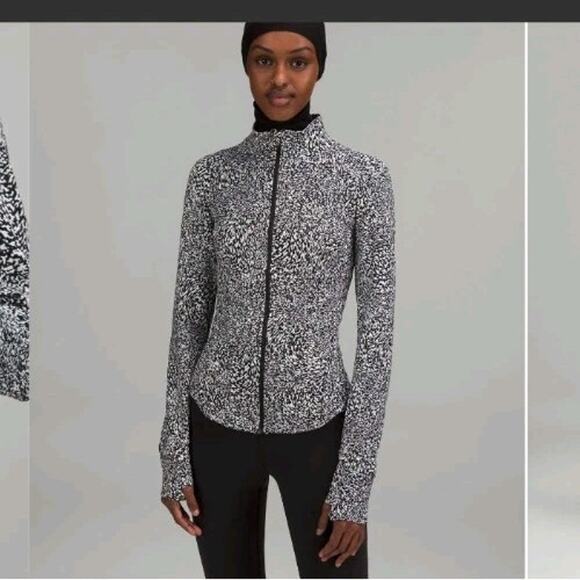 Lululemon Womens InStill Full Zip Jacket Warped Grain Alpine White Black Sz 8 - Picture 7 of 8